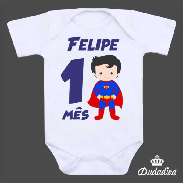 Kit Mesversário Super Heróis - 12 Bodies Personalizados - Image 2