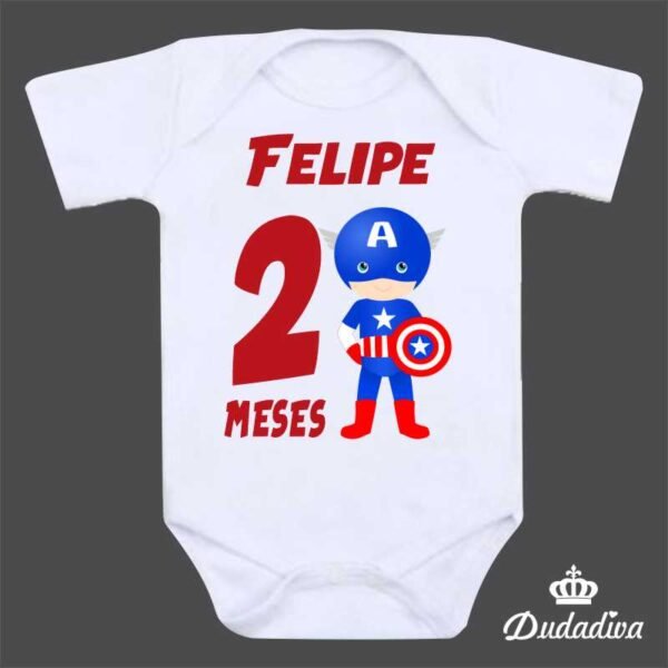 Kit Mesversário Super Heróis - 12 Bodies Personalizados - Image 3