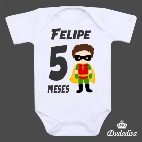 Kit Mesversário Super Heróis - 12 Bodies Personalizados - Image 6